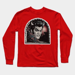 The King's Dark Melody: Eerie Echoes of Graceland Shadows, Suspicious Spirits in a Horror Crescendo. Jailhouse Shock and Heartbreak Hotel Nightmares, where Aloha From the Abyss meets the Creepy Crooner's Macabre Encore with Blue Suede Scares Long Sleeve T-Shirt